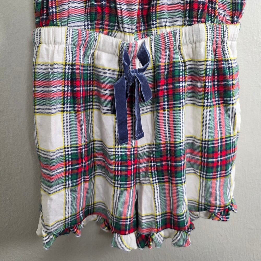 Aerie Plaid Flannel One Piece Romper Pajamas Sleepwear Velvet Tie NWT Medium - Picture 4 of 8
